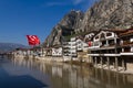 Amasya View Yesilirmak River Turkish Flag