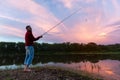 Amateur angler fishing on the coast