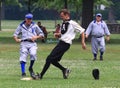 Amateur baseball action Royalty Free Stock Photo