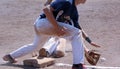 Amateur baseball players on a dirt field Royalty Free Stock Photo