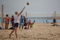 Amateur beach volleyball by the sea