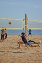 Amateur beach volleyball by the sea