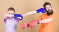 Amateur boxing club. Equal possibilities. Strength and power. Family violence. Man and woman in boxing gloves. Boxing Royalty Free Stock Photo