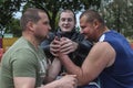 Amateur competitions on an armwrestling in the Gomel region of Belarus. Royalty Free Stock Photo