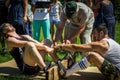 Amateur competitions on Mas-wrestling in the Kaluga region in Russia.