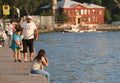 Amateur fisherman and grandson is fishing Royalty Free Stock Photo