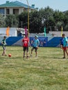 Amateur football competitions in the children's recreation camp in Anapa in Krasnodar region of Russia.