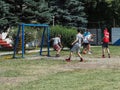 Amateur football competitions in the children's recreation camp in Anapa in Krasnodar region of Russia.