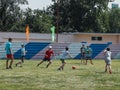 Amateur football competitions in the children's recreation camp in Anapa in Krasnodar region of Russia.