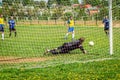 Amateur football match in Kaluga region of Russia. Royalty Free Stock Photo