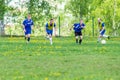 Amateur football match in Kaluga region of Russia. Royalty Free Stock Photo