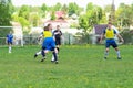 Amateur football match in Kaluga region of Russia. Royalty Free Stock Photo