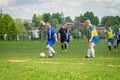 Amateur football match in Kaluga region of Russia. Royalty Free Stock Photo