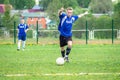 Amateur football match in Kaluga region of Russia. Royalty Free Stock Photo