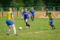 Amateur football match in Kaluga region of Russia. Royalty Free Stock Photo