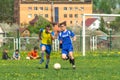 Amateur football match in Kaluga region of Russia. Royalty Free Stock Photo