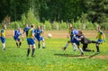 Amateur football match in Kaluga region of Russia. Royalty Free Stock Photo