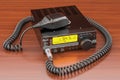 Amateur radio transceiver with push-to-talk microphone switch on Royalty Free Stock Photo