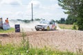 Amateur rally, dirt road, car with rider. Latvia 2018 Royalty Free Stock Photo