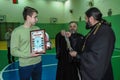 Amateur sports competitions in volleyball, the sports organizations and the Russian Orthodox Church in Gomel region of Belarus.