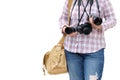 Amateur woman photographer who loves to take photography. Royalty Free Stock Photo