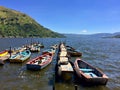 Amatitlan lake with boats offering tours in Guatemala Royalty Free Stock Photo