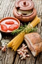 Amatriciana ingredients Royalty Free Stock Photo