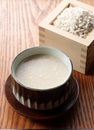 Amazake and rice malt in a Masu box on the table