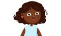 Amazed Funny Little Black skin Girl Cartoon Character Illustration.Suprised cute child isolated white backround.Vector Royalty Free Stock Photo