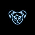 amazed girl face icon in neon style. One of emotions collection icon can be used for UI, UX