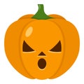 Amazed Halloween Pumpkin Flat Icon