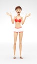 Amazed and Perplexed by Aha Moment, Smiling Jenny - 3D Cartoon Female Character Model - Surprised with Wow Effect