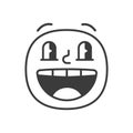 Amazed smile fase black and white emoji. Vector eps 10