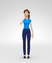 Amazed and Surprised Jenny - 3D Cartoon Female Character Model - Appears Stunned and Delighted