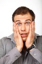 Amazed surprised or scared man concept Royalty Free Stock Photo