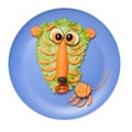 Amazed tiger made of salad and carrot on plate