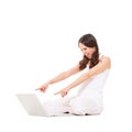 Amazed woman looking at laptop Royalty Free Stock Photo