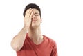 Amazed young man hand holding head Royalty Free Stock Photo