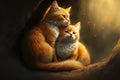 Amazing Abstract picture portrait of two cats together. Love and relationship concept. Generative AI