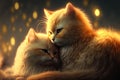 Amazing Abstract picture portrait of two cats together. Love and relationship concept. Generative AI