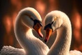 Amazing Abstract picture portrait of two swans together. Love and relationship concept. Generative AI