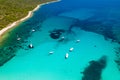 Amazing Adriatic sea in Croatia. Aerial view of azure turquoise lagoon on Sakarun beach on Dugi Otok island Royalty Free Stock Photo