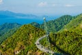 Amazing aerial landscape with Sky bridge, symbol Langkawi, Malaysia. Adventure holiday. Modern technology. Tourist attraction. Royalty Free Stock Photo