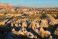 Amazing aerial landscape view of typical geologic formations of Cappadocia. Amazing shaped sandstone rocks Royalty Free Stock Photo