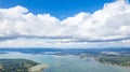 amazing aerial panorama view of National Trust Brownsea Island in Bournemouth, Poole and Dorset, England