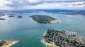 amazing aerial panorama view of National Trust Brownsea Island in Bournemouth, Poole and Dorset, England