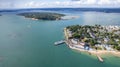 amazing aerial panorama view of National Trust Brownsea Island in Bournemouth, Poole and Dorset, England