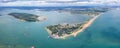 amazing aerial panorama view of Sandbanks Beach and Cubs Beach in Bournemouth, Poole and Dorset, England Royalty Free Stock Photo