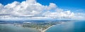 amazing aerial panorama view of Sandbanks Beach and Cubs Beach in Bournemouth, Poole and Dorset, England