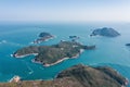 Amazing Aerial Panorama view of Town Island, High Island Reservoir, Sai Kung, Hong Kong, outdoor, Daytime